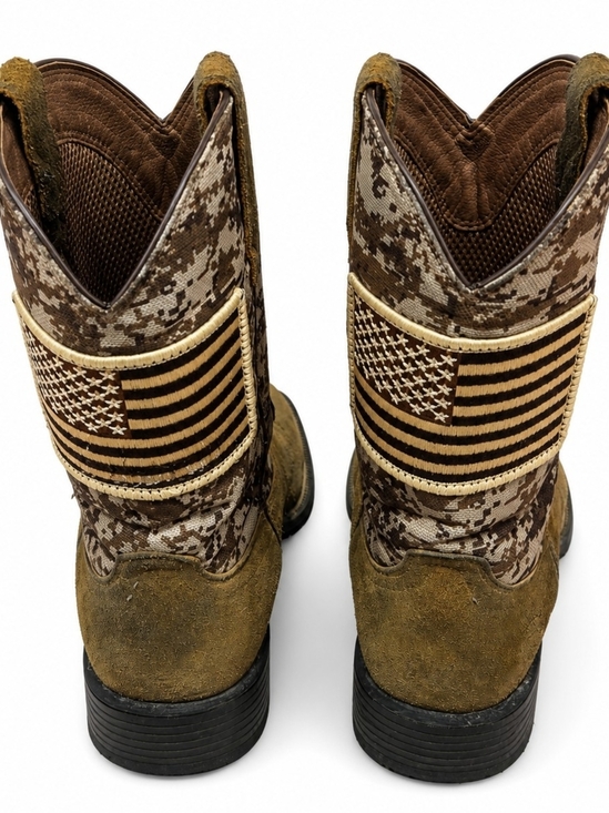 Ariat Patriot Western Boots Men\'s 7.5 D Brown Suede Digital Camo American Flag C
